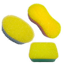 3 modelos de esponja en fibra amarilla
